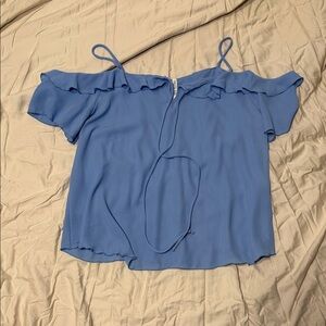 Chic Light Blue Ruffle Women's Blouse